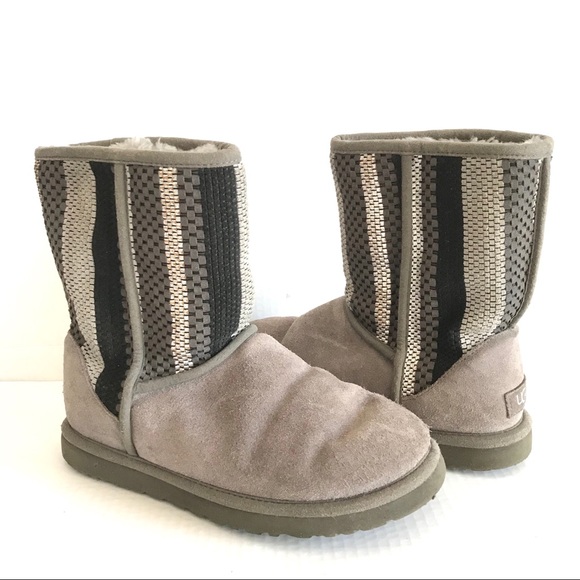 UGG Shoes - UGG classic short suede woven gray shearling boot